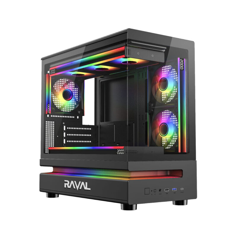 RAVAL Fury 3- 7 FAN ARGB CASE GAMING (Black)