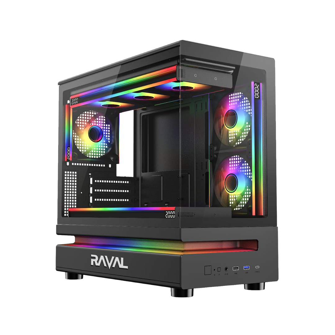 RAVAL Fury 3- 7 FAN ARGB CASE GAMING (Black)