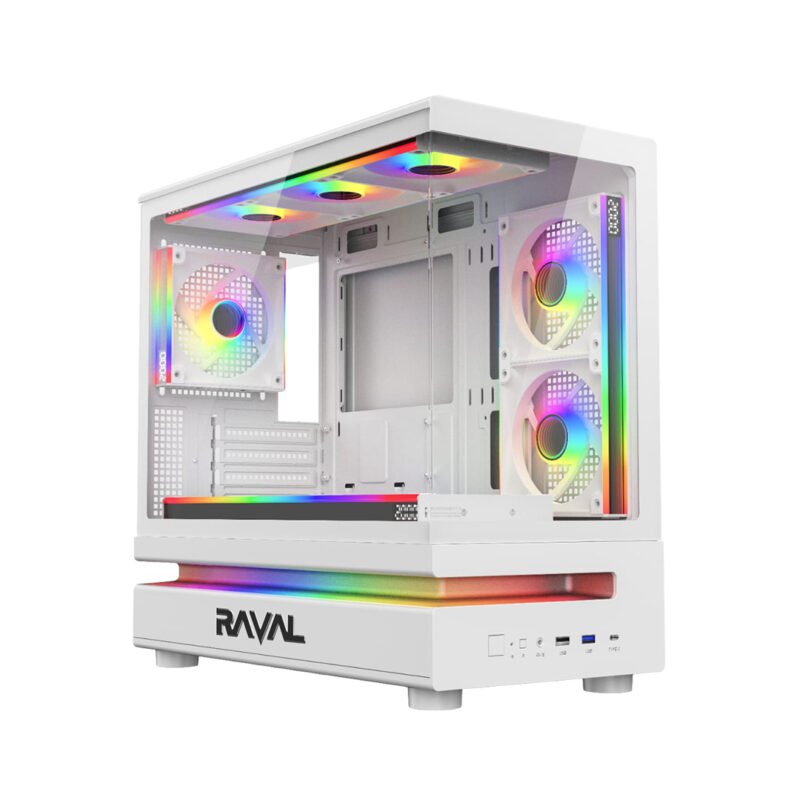 RAVAL Fury 3- 7 FAN ARGB CASE GAMING (White)